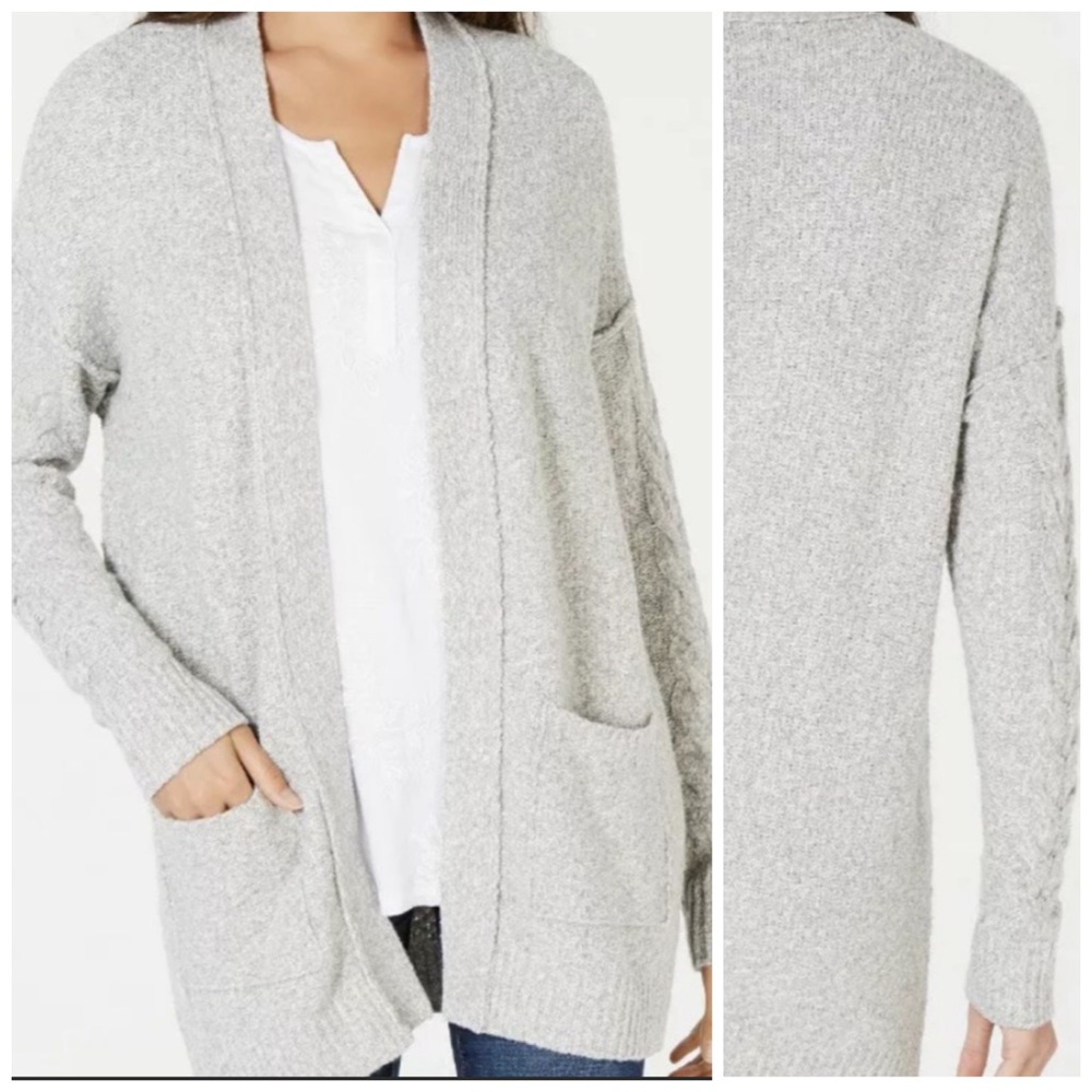 Style & Co Heather Gray Open Front Cardigan Size Medium - Picture 1 of 6